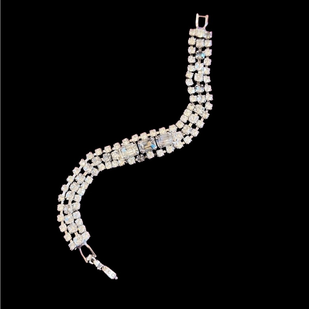 Vintage 3 Strand Rhinestone Bracelet